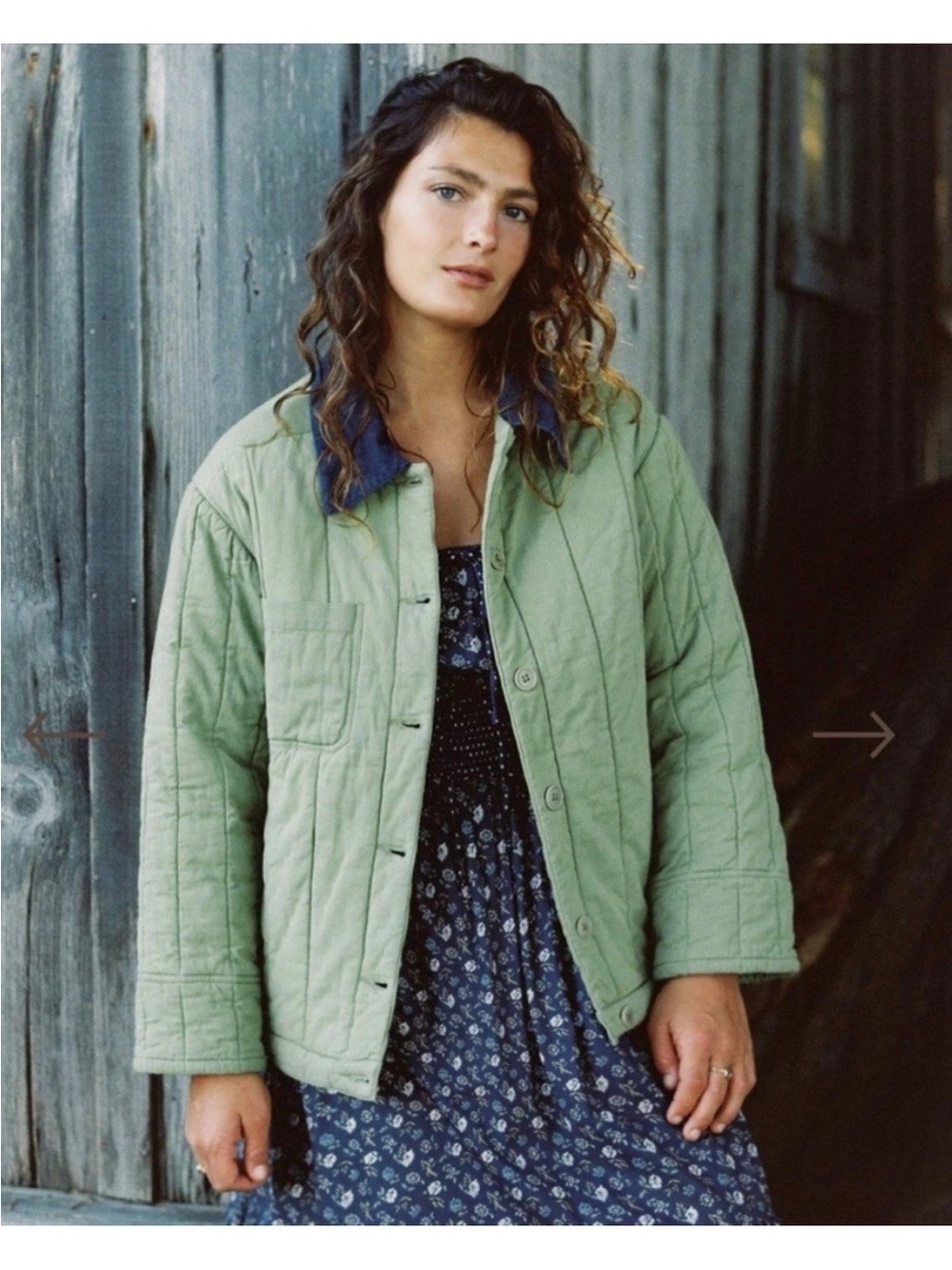 Christy Dawn Duncan Jacket Quilted Sage Green Utility